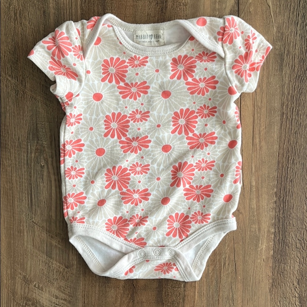 5/$20 Rabbit+Bear Organic Cotton Floral Bodysuit Onesie